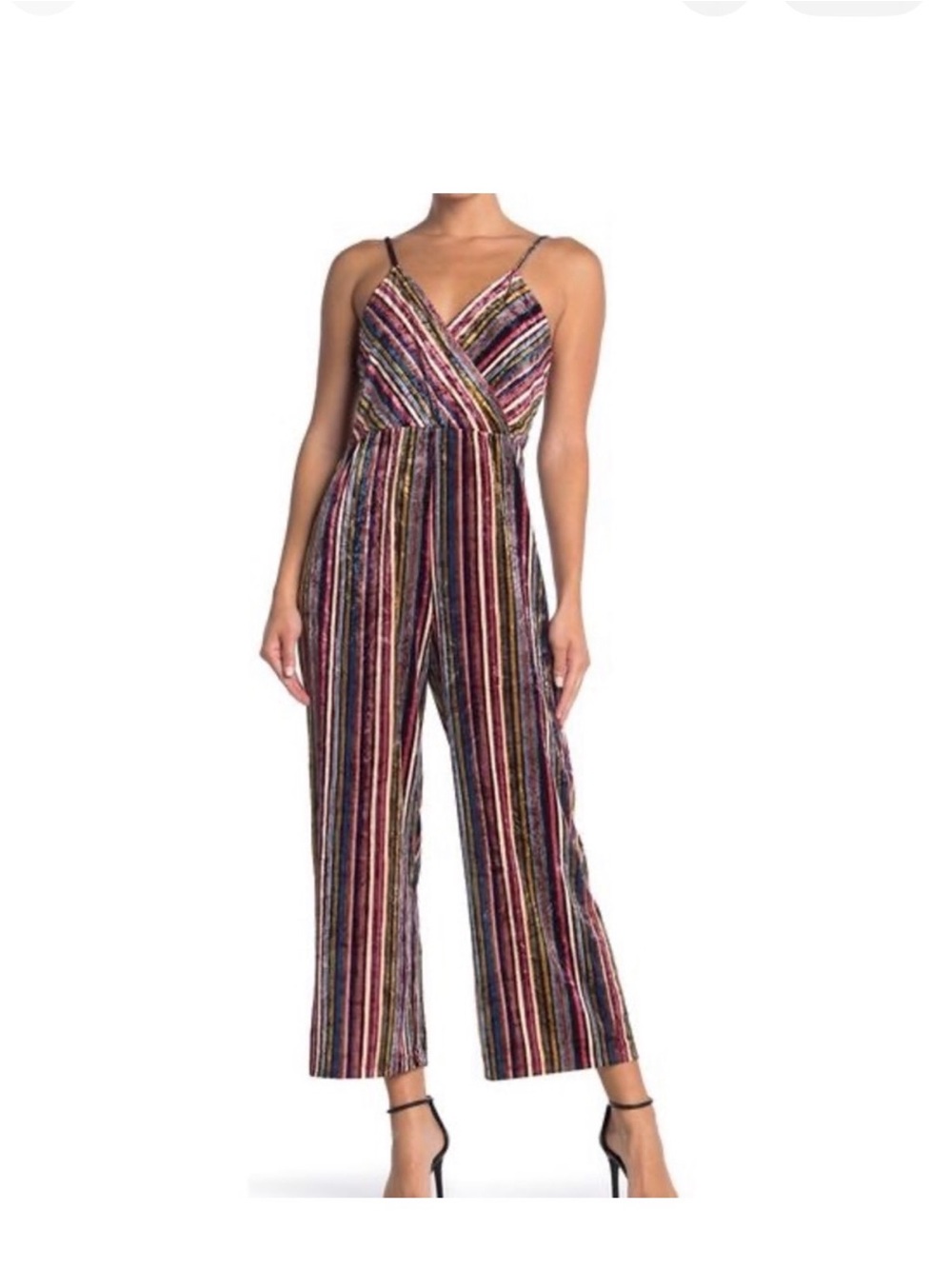 Hiatus Stripe Velvet Multicolored Jumpsuit Size Small
